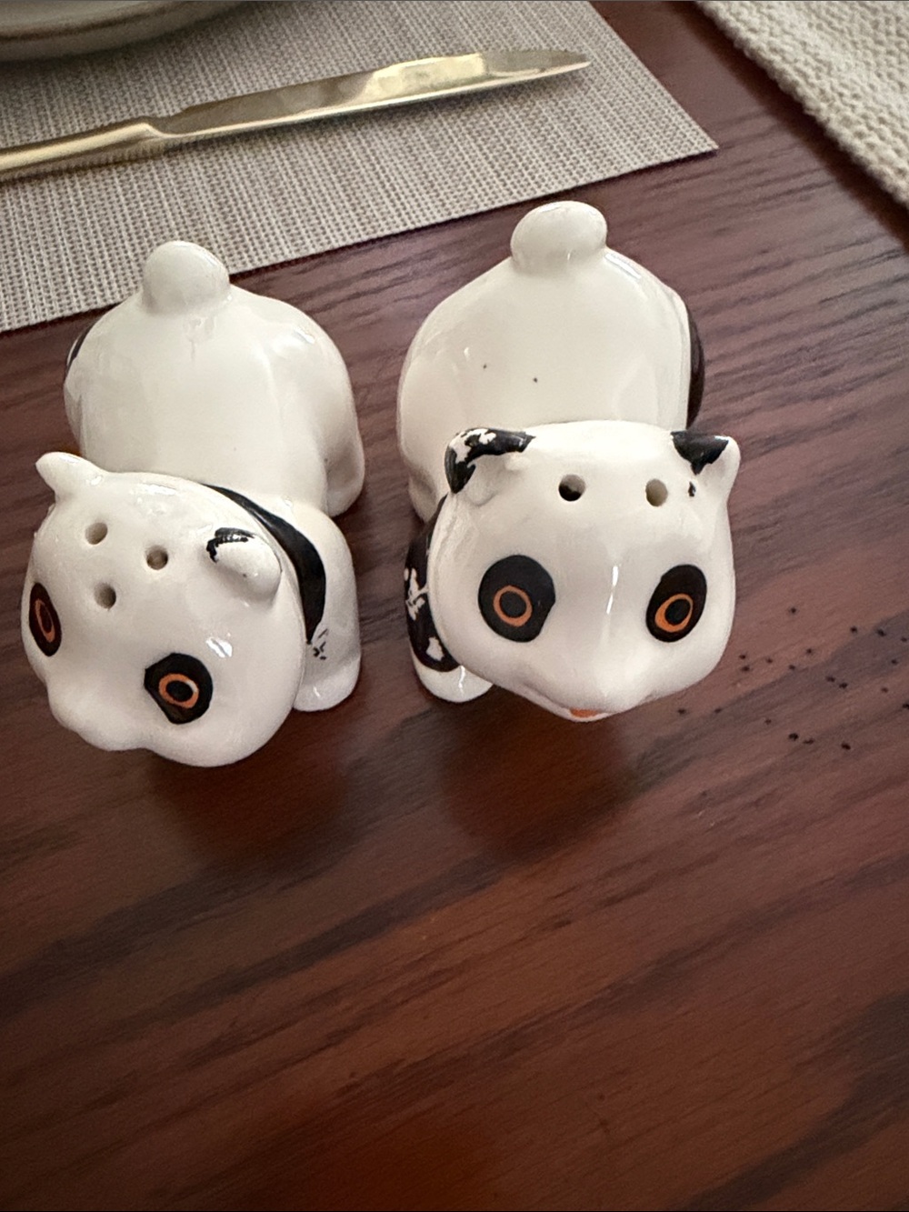 Ceramic Panda Salt & Pepper Shakers - White with Black Accents